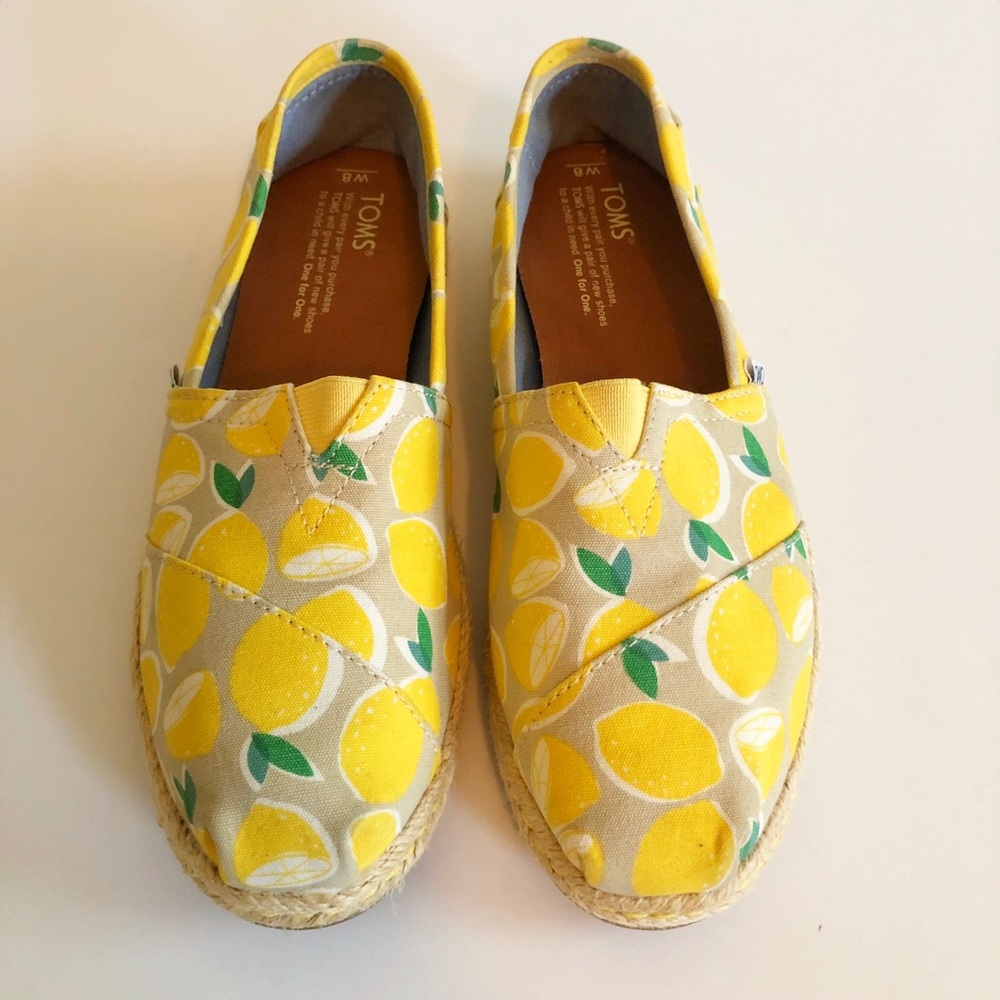 Toms Alpargata Espadrilles, Lemon Print, Size 8